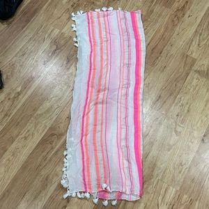 Beautiful white, hot pink, & orange striped scarf